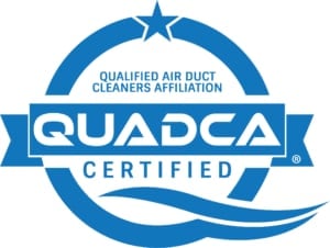 QUADCA Certified logo for Qualified Air Duct Cleaners Affiliation with blue star and ribbon design